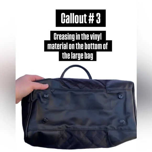 American Tourister 3 Piece Black Quilted & Faux Leather Accents - Some Callouts - Picture 10 of 15